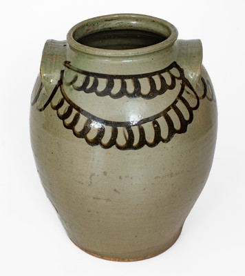 Fine attrib. Thomas Chandler, Edgefield District, SC Stoneware Jar w/ Iron Slip Decoration