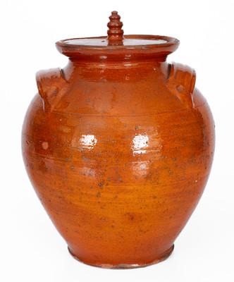 Rare Glazed Redware Jar w/ Lid, probably North Carolina, early to mid 19th century
