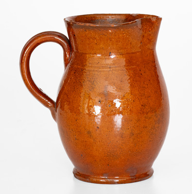 Antique American Redware Cream Pitcher Inscribed 