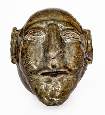 Very Rare Alkaline-Glazed Stoneware Face Vessel Fragment, probably Alabama