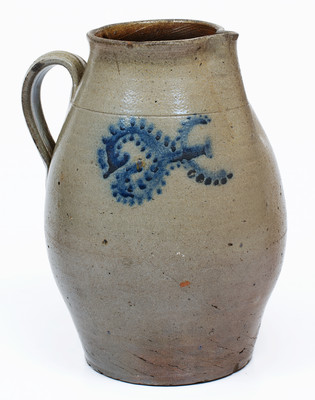 Rare attrib. Lewis Haun, Greene County, TN Cobalt-Decorated Stoneware Pitcher