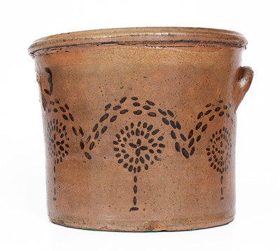 Attrib. Whelchel Family, Gaffney, SC Area Stoneware Crock w/ Stenciled Iron Slip Decoration