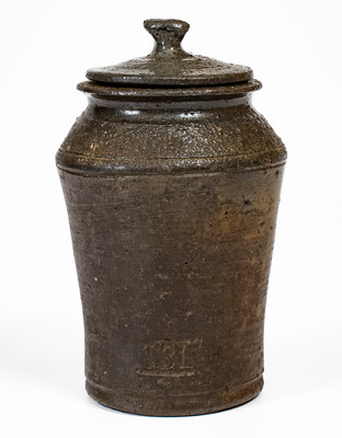 Rare Small-Sized TBL (Thomas B. Love Pottery, McMinn County, TN) Salt-Glazed Stoneware Jar w/ Lid