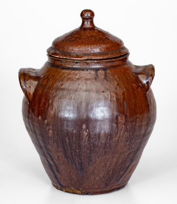 Rare probably Thomas Owenby, Union District, SC Small-Sized Alkaline-Glazed Jar w/ Lid