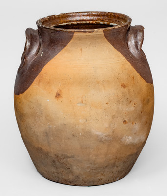 Very Rare Piedmont Region of North Carolina Redware Jar w/ Decorative Handles, possibly Yadkin County