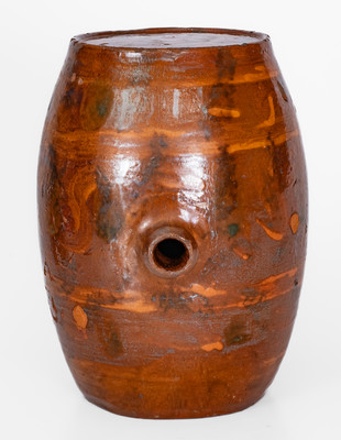 Rare Redware Rundlet w/ Two-Color Slip Decoration, probably North Carolina or Tennessee