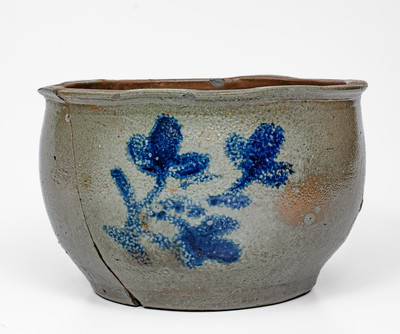 Washington County, Virginia Stoneware Bowl w/ Cobalt Floral Decoration