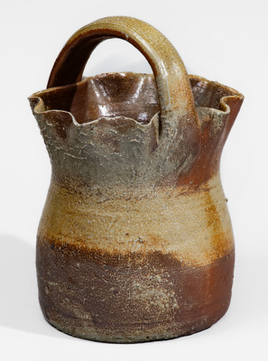 Middle Tennessee Stoneware Basket w/ Brown Slip Decoration, late 19th or early 20th century