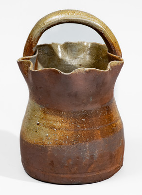 Middle Tennessee Stoneware Basket w/ Brown Slip Decoration, late 19th or early 20th century