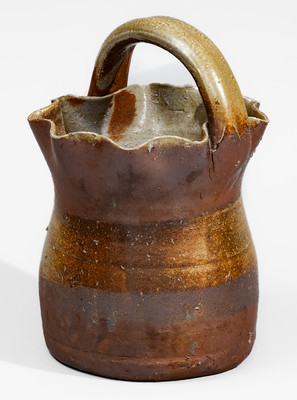 Middle Tennessee Stoneware Basket w/ Brown Slip Decoration, late 19th or early 20th century