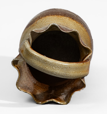 Middle Tennessee Stoneware Basket w/ Brown Slip Decoration, late 19th or early 20th century