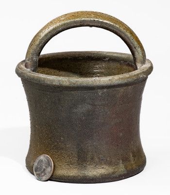 Middle TN Salt-Glazed Stoneware Basket w/ Brown Slip, late 19th or early 20th century