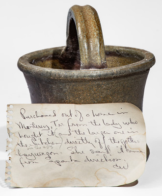 Middle TN Salt-Glazed Stoneware Basket w/ Brown Slip, late 19th or early 20th century