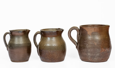 Three Salt-Glazed Middle Tennessee Stoneware Pitchers