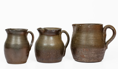 Three Salt-Glazed Middle Tennessee Stoneware Pitchers