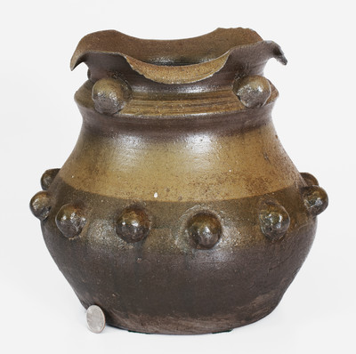 Scarce Large-Sized Middle TN Salt-Glazed Stoneware Vase w/ Brown Slip Decoration