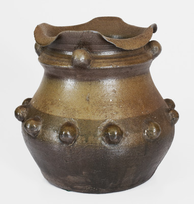 Scarce Large-Sized Middle TN Salt-Glazed Stoneware Vase w/ Brown Slip Decoration