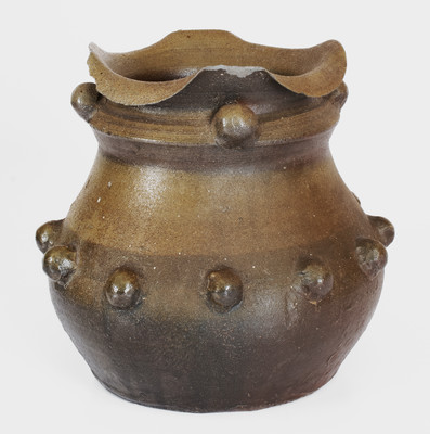 Scarce Large-Sized Middle TN Salt-Glazed Stoneware Vase w/ Brown Slip Decoration