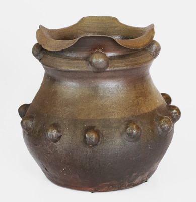 Scarce Large-Sized Middle TN Salt-Glazed Stoneware Vase w/ Brown Slip Decoration