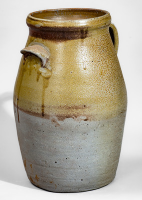 Two-Gallon Middle TN Salt-Glazed Stoneware Churn, late 19th or early 20th century