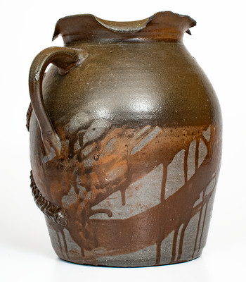 Exceptional attrib. Hedgecough Pottery, Putnam County, TN Stoneware Jar w/ Applied Decoration