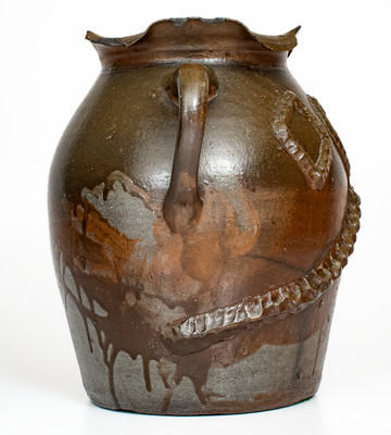 Exceptional attrib. Hedgecough Pottery, Putnam County, TN Stoneware Jar w/ Applied Decoration
