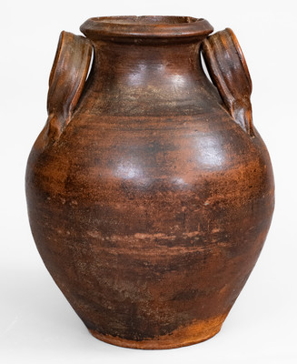 Rare Greene County, Tennessee Open-Handled Redware Jar, early to mid 19th century
