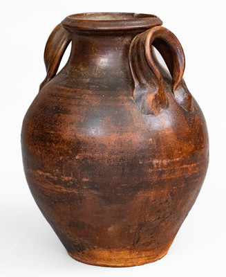 Rare Greene County, Tennessee Open-Handled Redware Jar, early to mid 19th century
