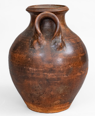 Rare Greene County, Tennessee Open-Handled Redware Jar, early to mid 19th century