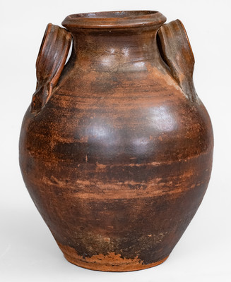 Rare Greene County, Tennessee Open-Handled Redware Jar, early to mid 19th century