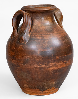 Rare Greene County, Tennessee Open-Handled Redware Jar, early to mid 19th century