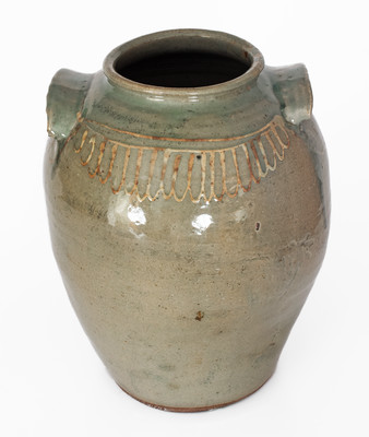 Attrib. Thomas Chandler, Edgefield District, SC Stoneware Jar w/ Kaolin Slip Decoration
