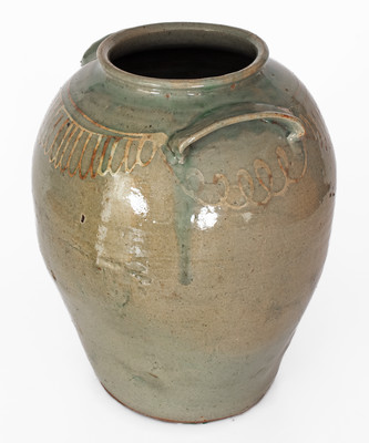 Attrib. Thomas Chandler, Edgefield District, SC Stoneware Jar w/ Kaolin Slip Decoration