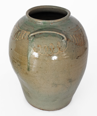 Attrib. Thomas Chandler, Edgefield District, SC Stoneware Jar w/ Kaolin Slip Decoration