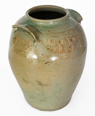 Attrib. Thomas Chandler, Edgefield District, SC Stoneware Jar w/ Kaolin Slip Decoration