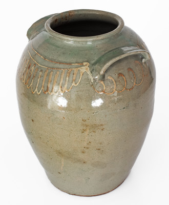 Attrib. Thomas Chandler, Edgefield District, SC Stoneware Jar w/ Kaolin Slip Decoration