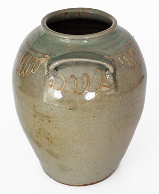 Attrib. Thomas Chandler, Edgefield District, SC Stoneware Jar w/ Kaolin Slip Decoration