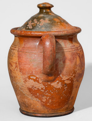Rare Randolph County, North Carolina Redware Jar w/ Lid, probably Dicks Family