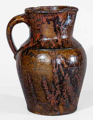 Fine Texas Stoneware Pitcher w/ Iron Slip Decoration, probably Jefferson S. Nash Pottery, c1850-60