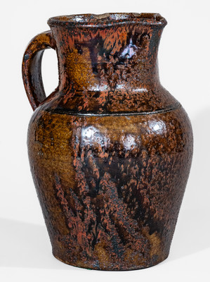 Fine Texas Stoneware Pitcher w/ Iron Slip Decoration, probably Jefferson S. Nash Pottery, c1850-60