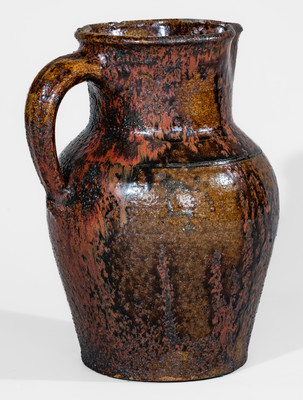 Fine Texas Stoneware Pitcher w/ Iron Slip Decoration, probably Jefferson S. Nash Pottery, c1850-60