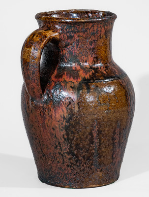 Fine Texas Stoneware Pitcher w/ Iron Slip Decoration, probably Jefferson S. Nash Pottery, c1850-60