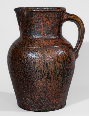 Fine Texas Stoneware Pitcher w/ Iron Slip Decoration, probably Jefferson S. Nash Pottery, c1850-60