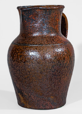 Fine Texas Stoneware Pitcher w/ Iron Slip Decoration, probably Jefferson S. Nash Pottery, c1850-60