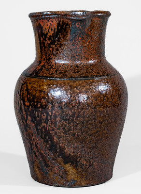 Fine Texas Stoneware Pitcher w/ Iron Slip Decoration, probably Jefferson S. Nash Pottery, c1850-60