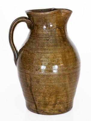 Rare attrib. Thomas Owenby, Union County, SC Stoneware Pitcher w/ Iron Oxide Decoration