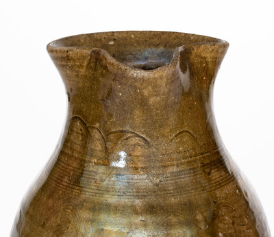 Rare attrib. Thomas Owenby, Union County, SC Stoneware Pitcher w/ Iron Oxide Decoration