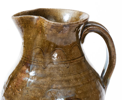 Rare attrib. Thomas Owenby, Union County, SC Stoneware Pitcher w/ Iron Oxide Decoration