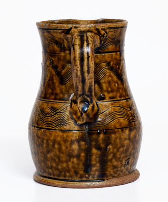 Fine Sand Mountain, Alabama Small-Sized Stoneware Pitcher w/ Elaborate Incised Decoration
