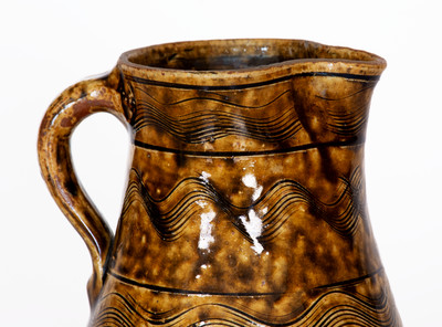 Fine Sand Mountain, Alabama Small-Sized Stoneware Pitcher w/ Elaborate Incised Decoration